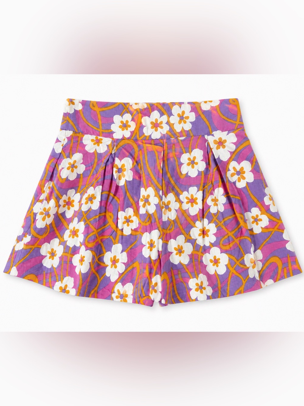 Zara Girls Retro Floral Skort Purple Pink Mod 70s Size 11-12